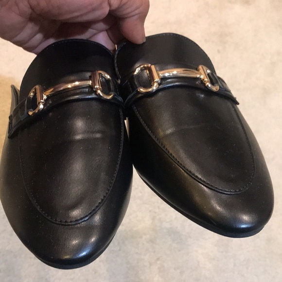 Trendy Black Slip On Flat Mules w/ Gold Hardware-EU Size 43/US Size 10 - Picture 6 of 9